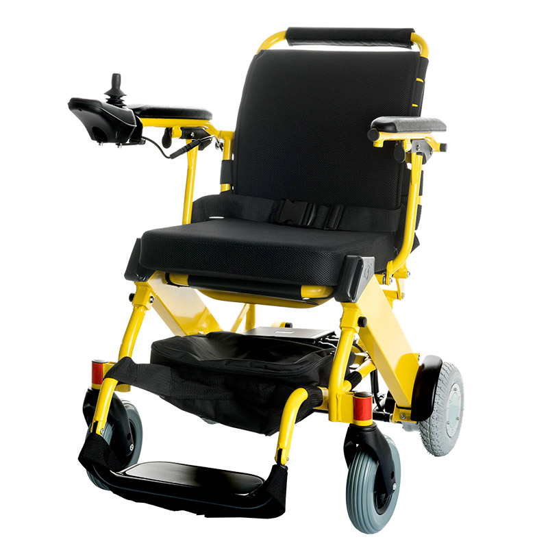 平方电动轮椅车锂电池轮椅车D07易折叠轻便铝合金老年代步车 续航里程长 黄色